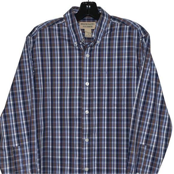 Duluth Trading Co Other - Duluth Trading Mens Plaid Wrinkle Fighter Shirt Size S Long Sleeve Blue Brown